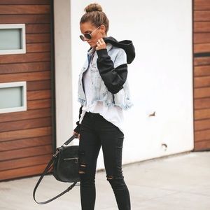 VICI Maxed Out Contrast Hooded Denim Jacket